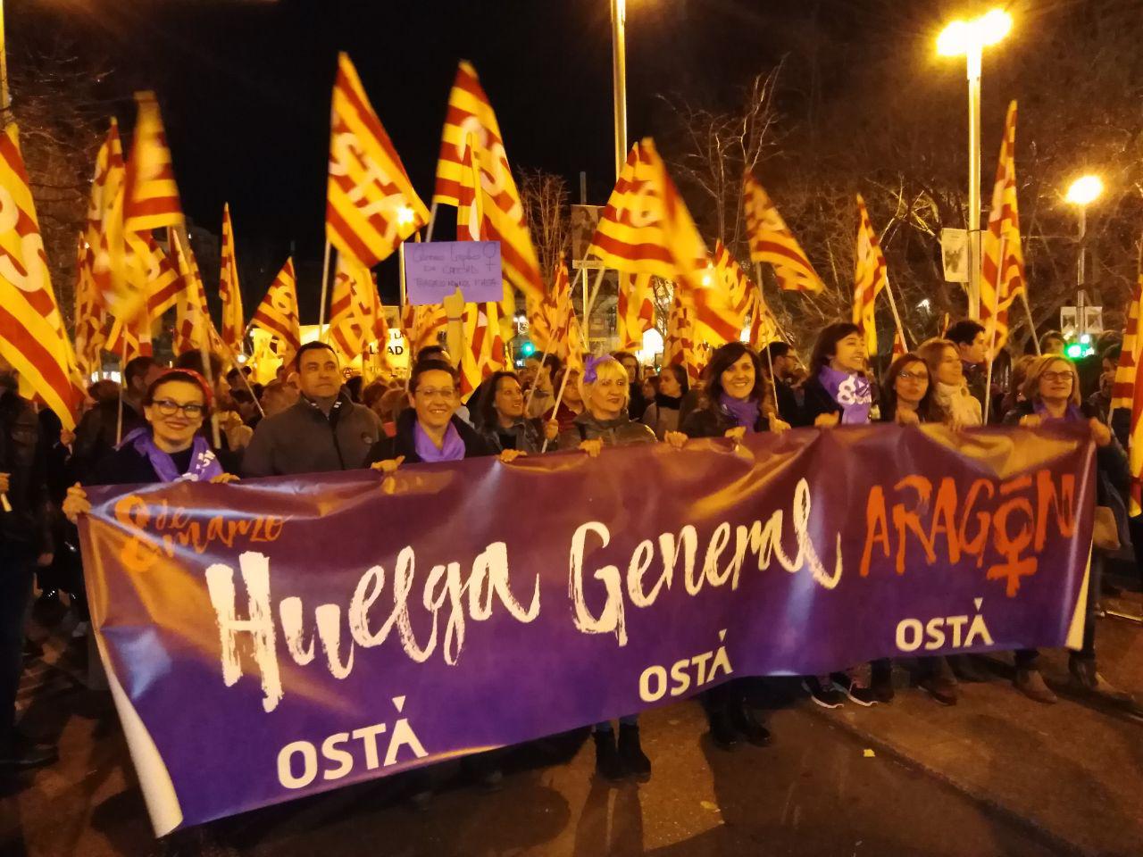 Éxito de participación en las movilizaciones feministas en Aragón