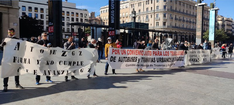 Los Comites de Empresa del autobus urbano y tranvia de Zaragoza convoca manifestación