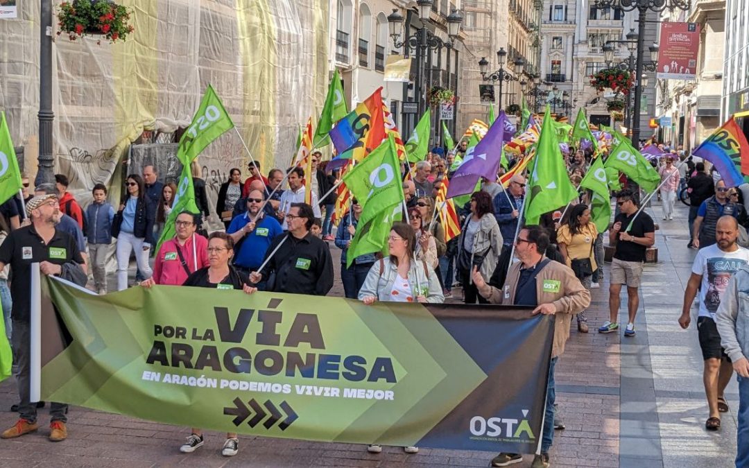 OSTA exige este 1º Mayo: mejores salarios, pensiones y condiciones de vida en Aragón.